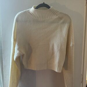 Cream Ribbed Women's Sweater